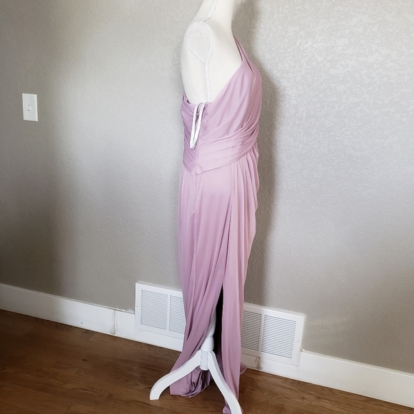 David's Bridal one shoulder mesh long dress - Picture 7 of 8